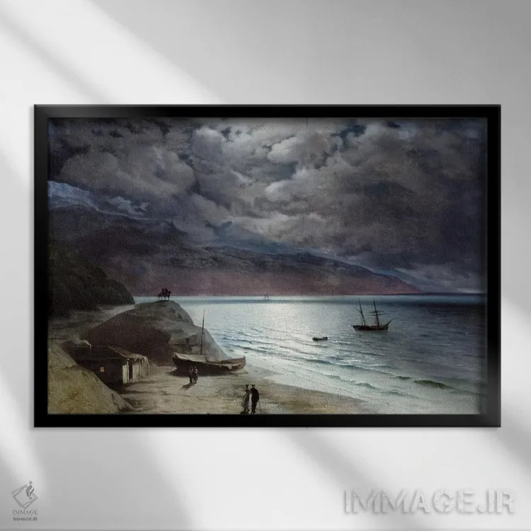 تابلو شب در گورزوف اثر ایوان آیوازوفسکی - نمای قابدار مشکی