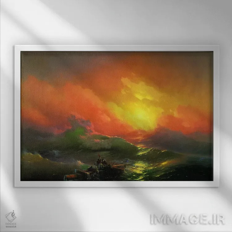 تابلو موج نهم اثر ایوان آیوازوفسکی - نمای قابدار سفید