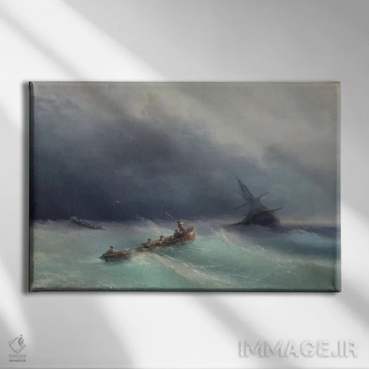 تابلو طوفان در دریا اثر ایوان آیوازوفسکی - نمای روبهرو روی دیوار