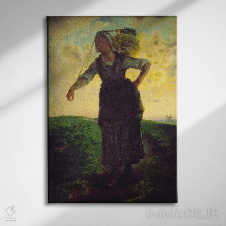 تابلو دوشیزهٔ شیرافشان نورماندی در گرویل، ۱۸۷۱ اثر ژان فرانسوا میه - نمای روبهرو روی دیوار