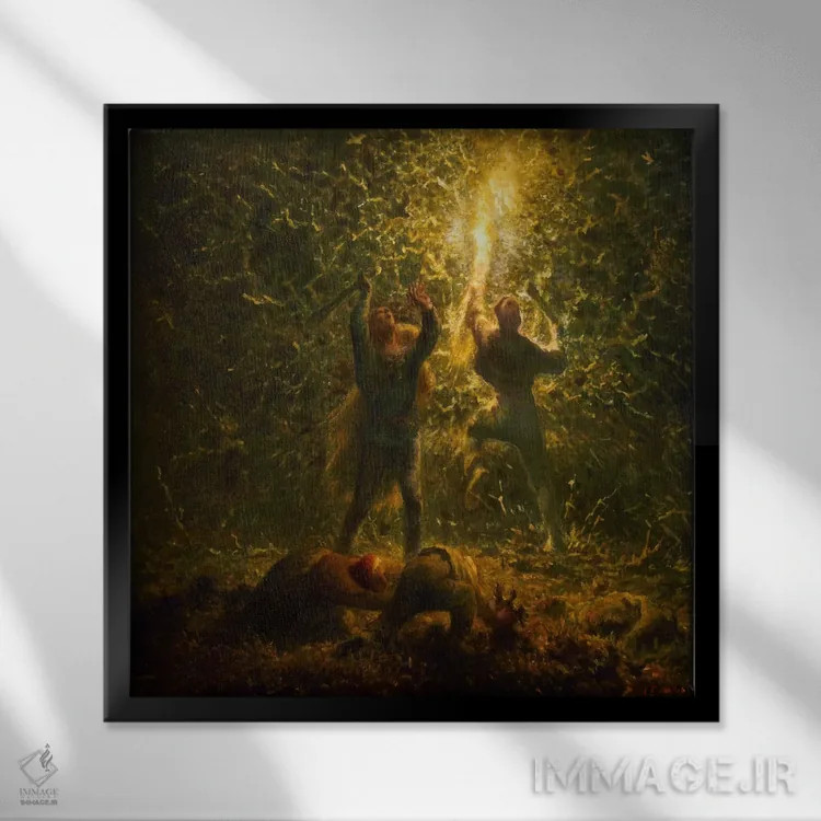 تابلو لانهسازان پرندگان اثر ژان فرانسوا میه - نمای قابدار مشکی