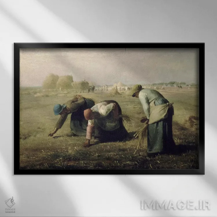 تابلو خوشهچینان اثر ژان فرانسوا میه - نمای قابدار مشکی