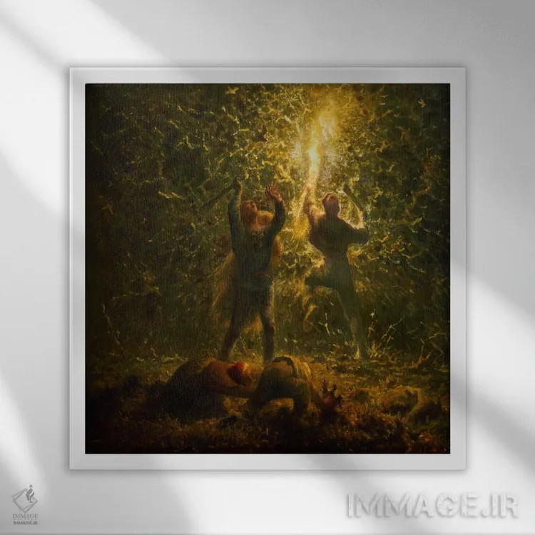 تابلو لانهسازان پرندگان اثر ژان فرانسوا میه - نمای قابدار سفید