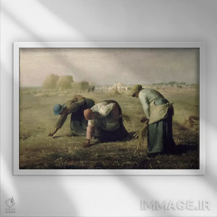 تابلو خوشهچینان اثر ژان فرانسوا میه - نمای قابدار سفید