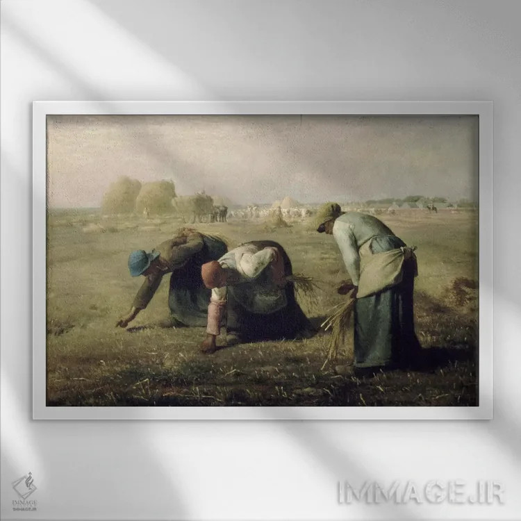 تابلو خوشهچینان اثر ژان فرانسوا میه - نمای قابدار سفید