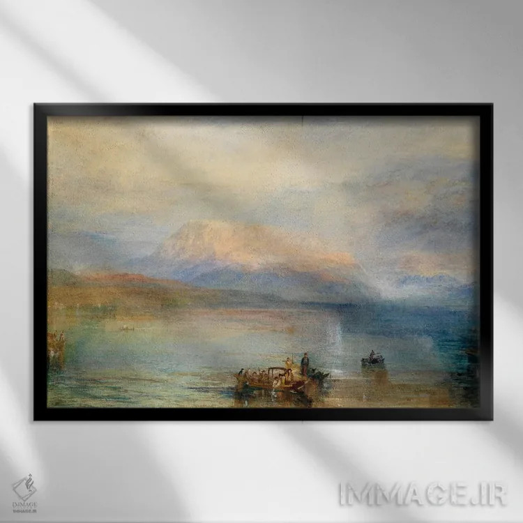 تابلو ریگی قرمز (کوه ریگی، سوئیس) اثر جی.ام.دبلیو. ترنر (نقاش بزرگ انگلیسی) - نمای قابدار مشکی