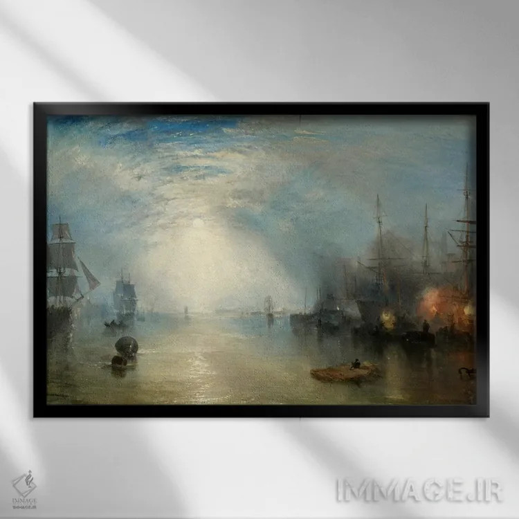 تابلو زغالکشها در مهتاب اثر جی.ام.دبلیو. ترنر (نقاش بزرگ انگلیسی) - نمای قابدار مشکی