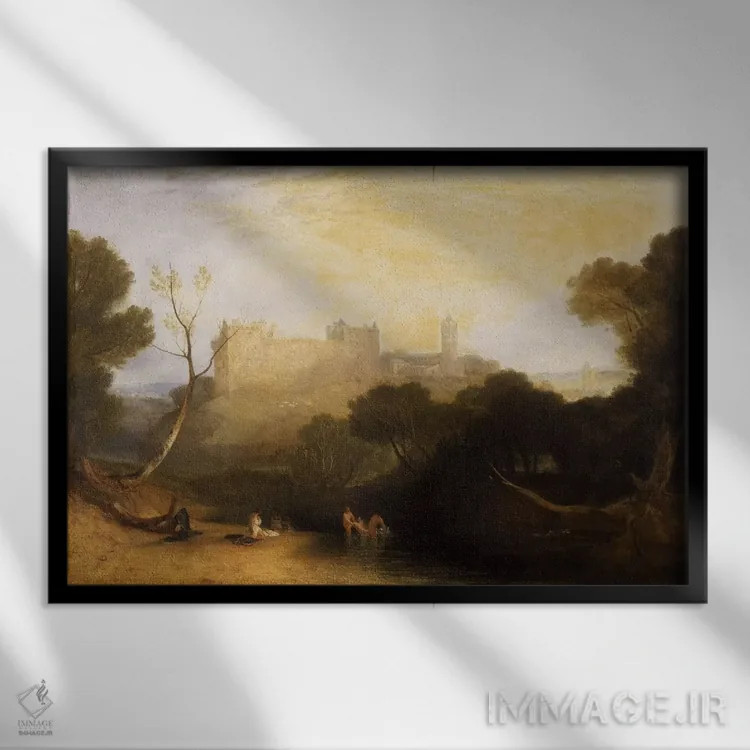 تابلو کاخ لیلِتگُو (اسکاتلند) اثر جی.ام.دبلیو. ترنر (نقاش بزرگ انگلیسی) - نمای قابدار مشکی