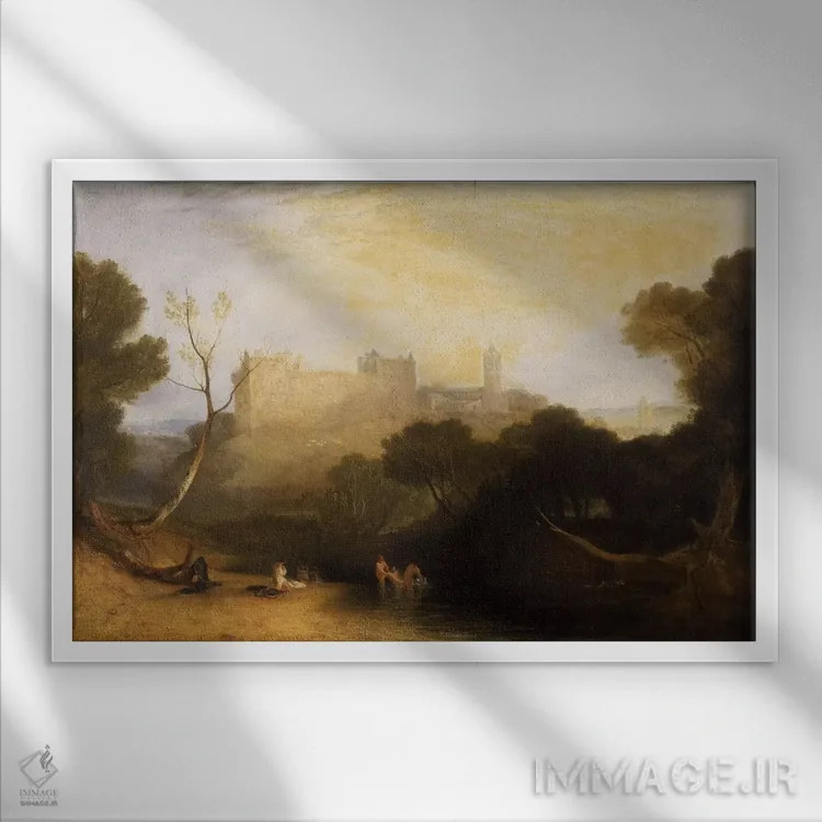 تابلو کاخ لیلِتگُو (اسکاتلند) اثر جی.ام.دبلیو. ترنر (نقاش بزرگ انگلیسی) - نمای قابدار سفید