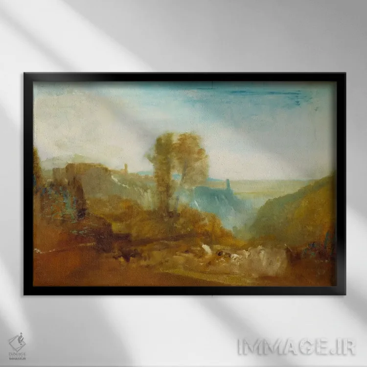 تابلو تیوُلی، آبشارهای کسکاتل اثر جی.ام.دبلیو. ترنر (نقاش بزرگ انگلیسی) - نمای قابدار مشکی
