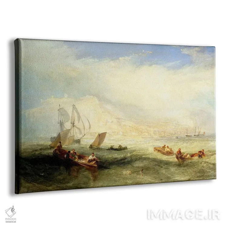 تابلو ماهیگیری با قلاب در نزدیکی هستینگز اثر جی.ام.دبلیو. ترنر (نقاش بزرگ انگلیسی) - نمای پرسپکتیو محصول