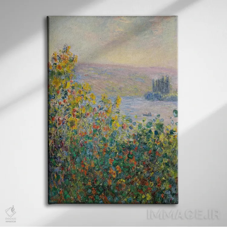 تابلو تختگلها در وتوی اثر کلود مونه (نقاش معروف فرانسوی) - نمای روبهرو روی دیوار