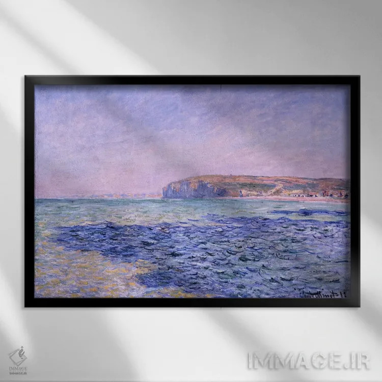 تابلو سایهها بر روی دریا اثر کلود مونه (نقاش معروف فرانسوی) - نمای قابدار مشکی