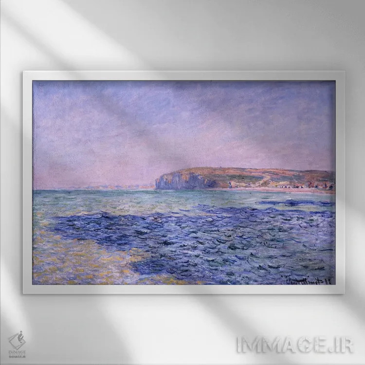 تابلو سایهها بر روی دریا اثر کلود مونه (نقاش معروف فرانسوی) - نمای قابدار سفید