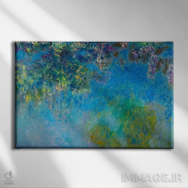 تابلو ویستریا (نوعی گل) اثر کلود مونه (نقاش معروف فرانسوی) - نمای روبهرو روی دیوار