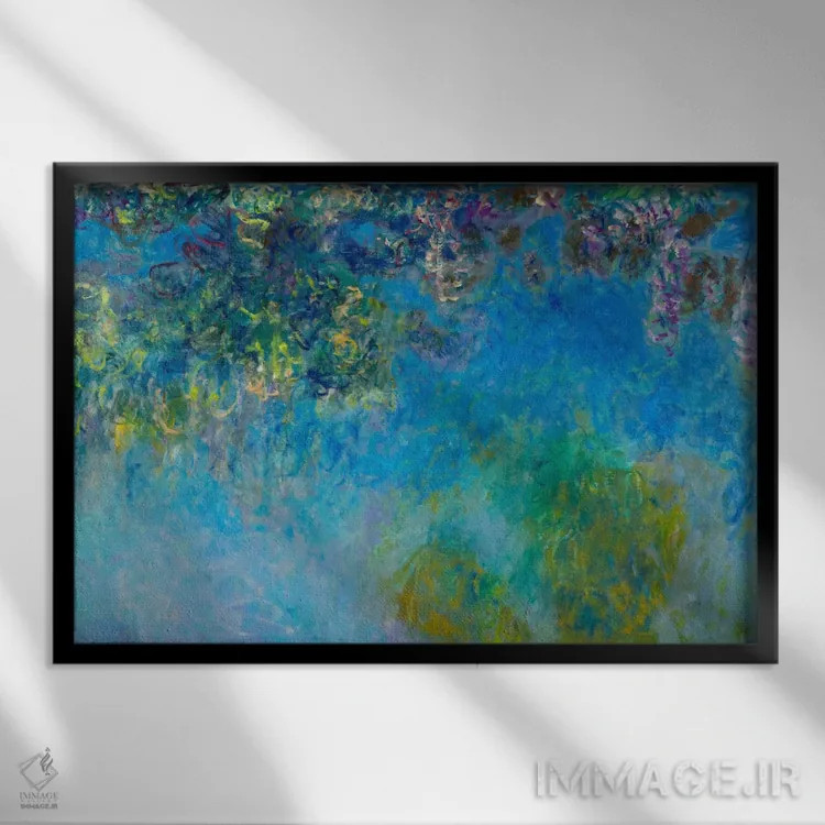 تابلو ویستریا (نوعی گل) اثر کلود مونه (نقاش معروف فرانسوی) - نمای قابدار مشکی