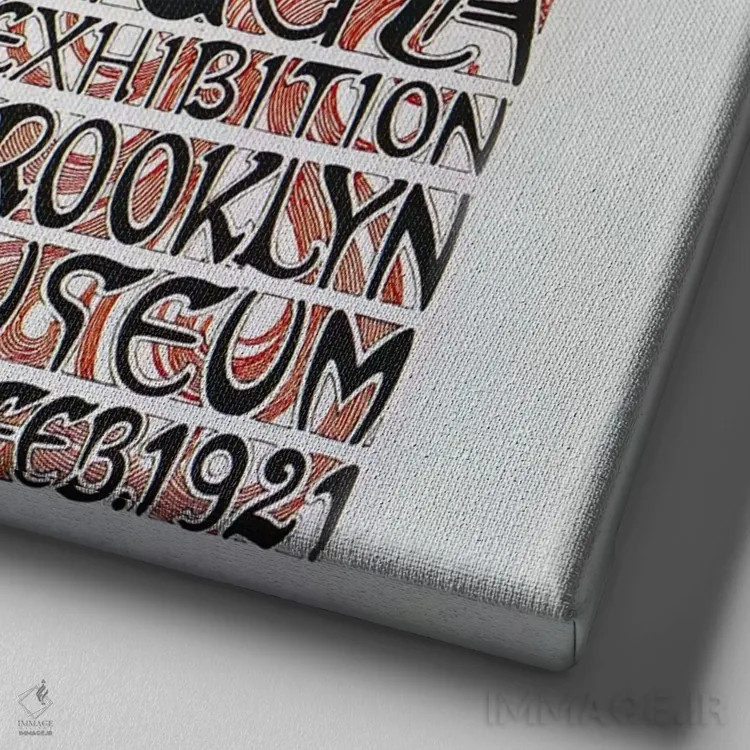 تابلو نمایشگاه بروکلین (۱۹۲۱) اثر آلفونس موخا (هنرمند آرت نووی چک) - نمای نزدیک بافت بوم