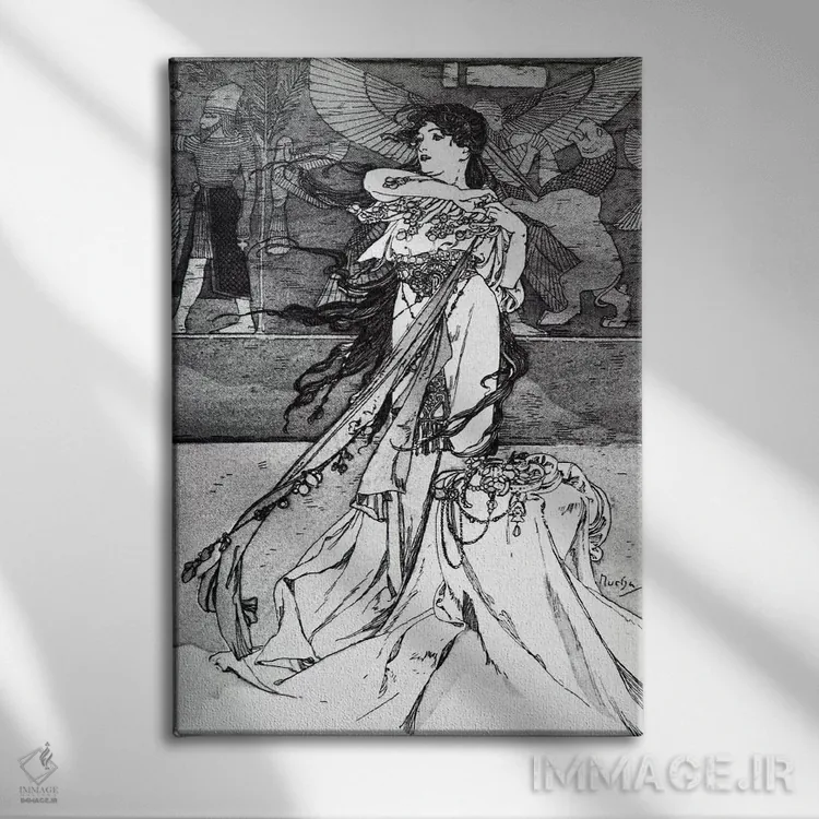 تابلو تصویری از راما (۱۸۹۸) اثر آلفونس موخا (هنرمند آرت نووی چک) - نمای روبهرو روی دیوار