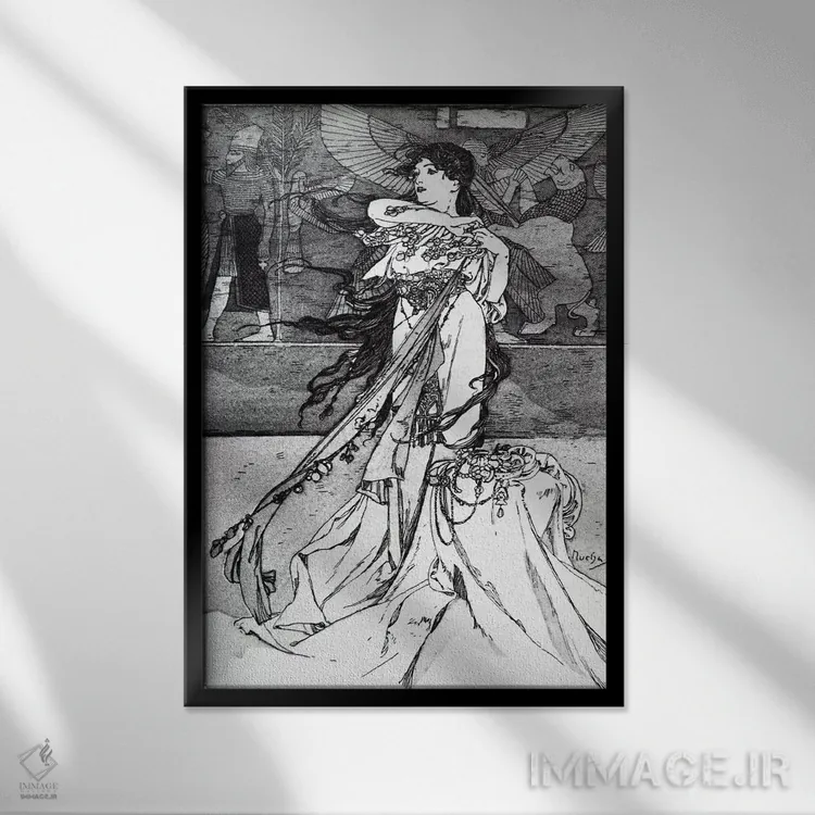 تابلو تصویری از راما (۱۸۹۸) اثر آلفونس موخا (هنرمند آرت نووی چک) - نمای قابدار مشکی