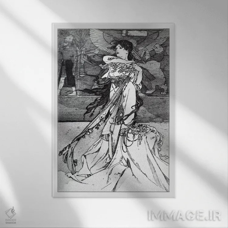 تابلو تصویری از راما (۱۸۹۸) اثر آلفونس موخا (هنرمند آرت نووی چک) - نمای قابدار سفید