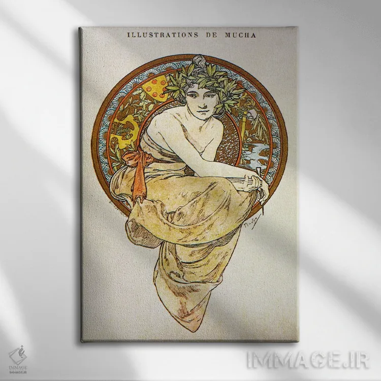 تابلو کلیو (شخصیت اسطورهای یونانی) اثر آلفونس موخا (هنرمند آرت نووی چک) - نمای روبهرو روی دیوار