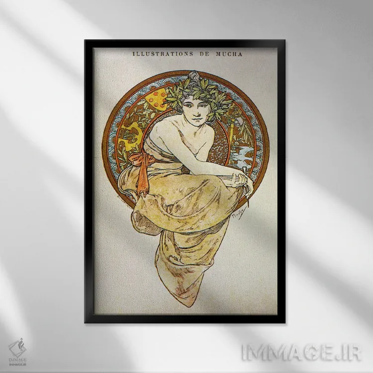 تابلو کلیو (شخصیت اسطورهای یونانی) اثر آلفونس موخا (هنرمند آرت نووی چک) - نمای قابدار مشکی