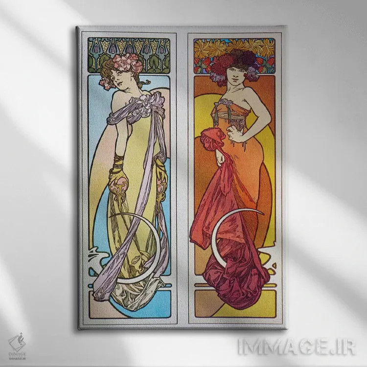 تابلو اسناد تزئینی (۱۹۰۲) اثر آلفونس موخا (هنرمند آرت نووی چک) - نمای روبهرو روی دیوار