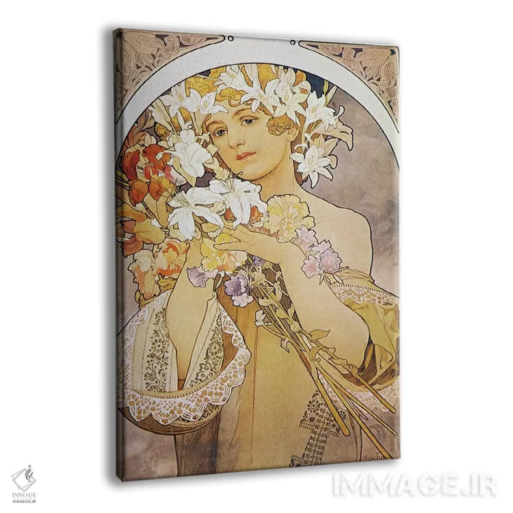 تابلو گلها، ۱۸۹۷ اثر آلفونس موخا (هنرمند آرت نووی چک) - نمای پرسپکتیو محصول