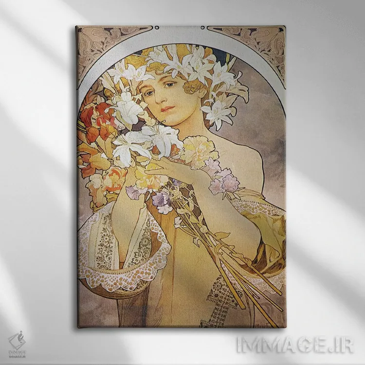 تابلو گلها، ۱۸۹۷ اثر آلفونس موخا (هنرمند آرت نووی چک) - نمای روبهرو روی دیوار