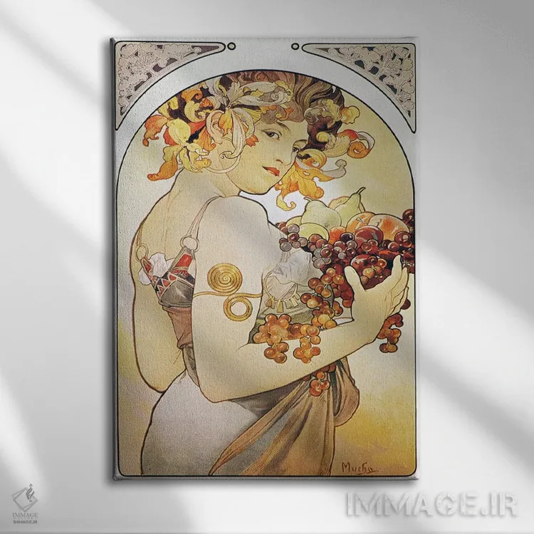تابلو میوهها، ۱۸۹۷ اثر آلفونس موخا (هنرمند آرت نووی چک) - نمای روبهرو روی دیوار