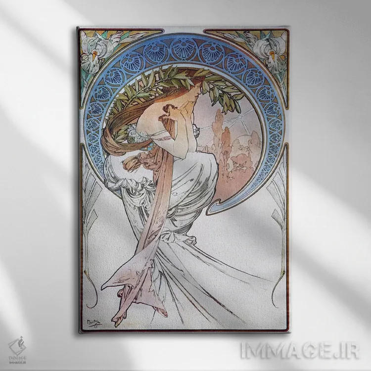 تابلو شعر، ۱۸۹۸ (شماره ۲) اثر آلفونس موخا (هنرمند آرت نووی چک) - نمای روبهرو روی دیوار