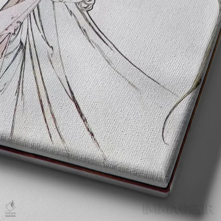 تابلو شعر، ۱۸۹۸ (شماره ۲) اثر آلفونس موخا (هنرمند آرت نووی چک) - نمای نزدیک بافت بوم