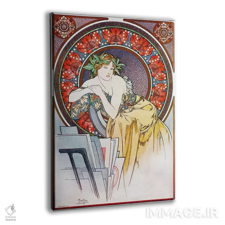 تابلو دختر با سهپایه نقاشی، ۱۸۹۸ اثر آلفونس موخا (هنرمند آرت نووی چک) - نمای پرسپکتیو محصول