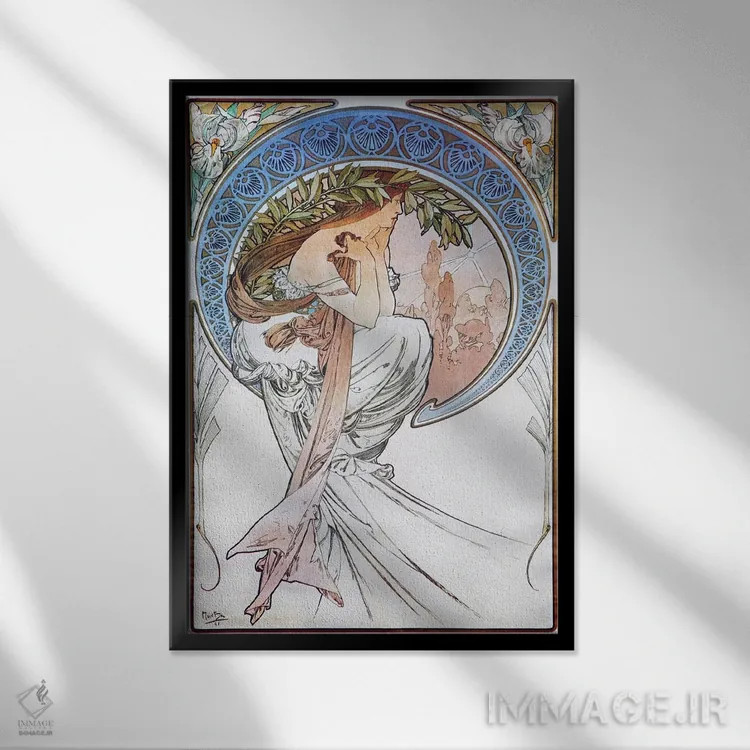 تابلو شعر، ۱۸۹۸ (شماره ۲) اثر آلفونس موخا (هنرمند آرت نووی چک) - نمای قابدار مشکی