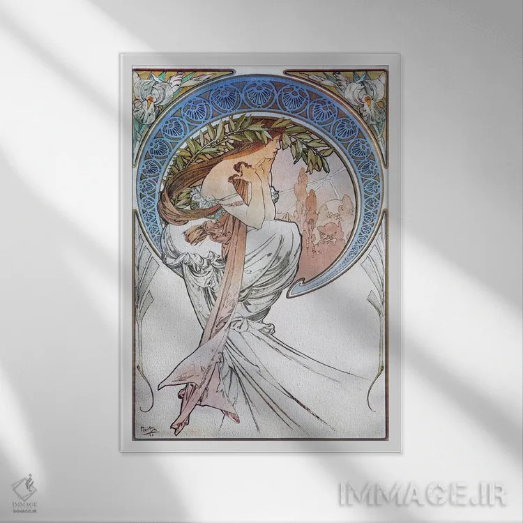 تابلو شعر، ۱۸۹۸ (شماره ۲) اثر آلفونس موخا (هنرمند آرت نووی چک) - نمای قابدار سفید