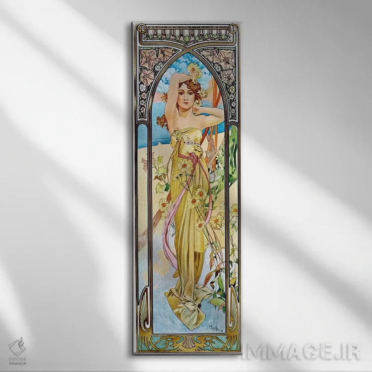 تابلو طلوع، ۱۸۹۹ اثر آلفونس موخا (هنرمند آرت نووی چک) - نمای روبهرو روی دیوار