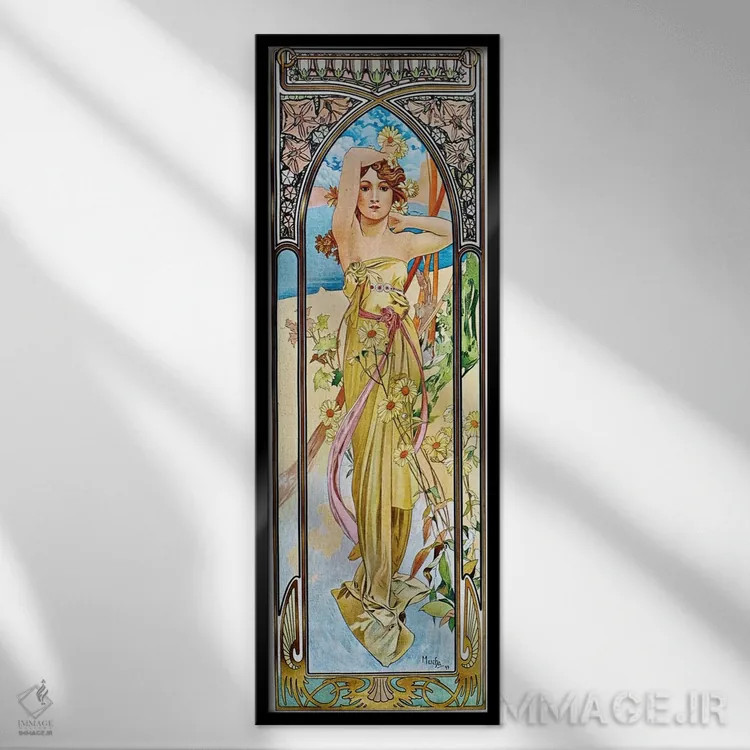 تابلو طلوع، ۱۸۹۹ اثر آلفونس موخا (هنرمند آرت نووی چک) - نمای قابدار مشکی