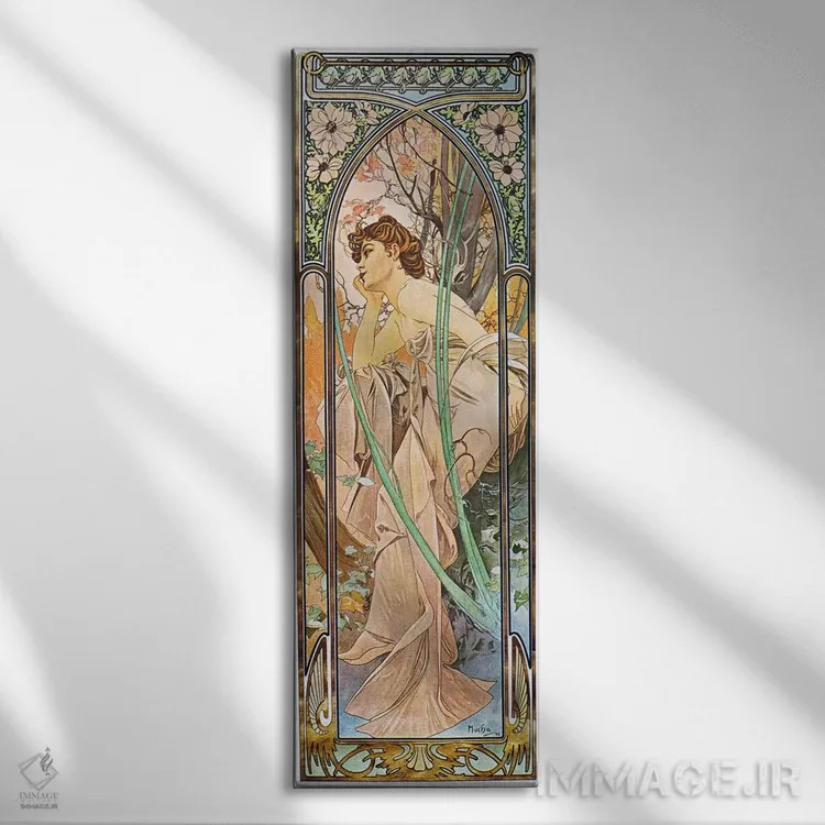 تابلو خیالات غروب، ۱۸۹۹ اثر آلفونس موخا (هنرمند آرت نووی چک) - نمای روبهرو روی دیوار