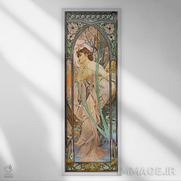 تابلو خیالات غروب، ۱۸۹۹ اثر آلفونس موخا (هنرمند آرت نووی چک) - نمای قابدار سفید