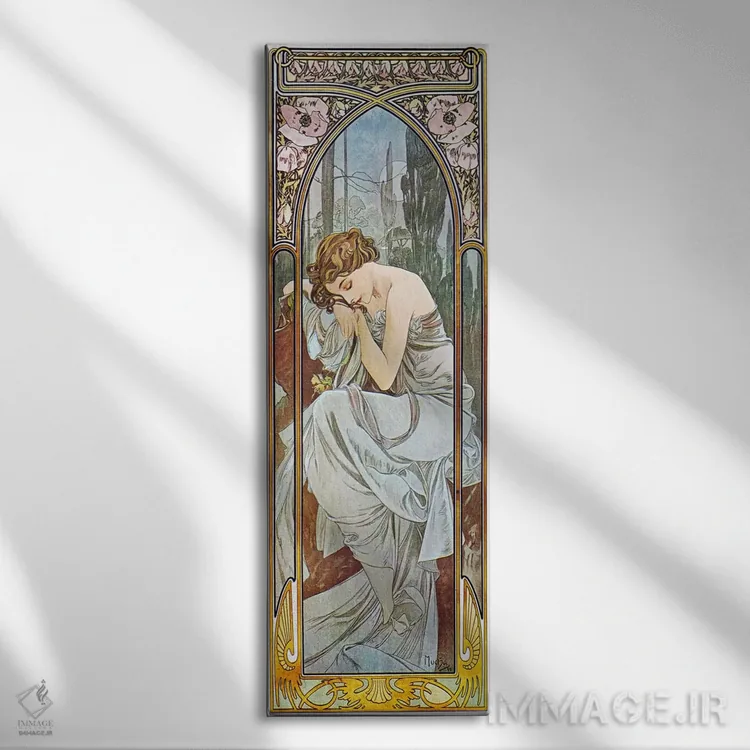 تابلو خواب شبانه، ۱۸۹۹ اثر آلفونس موخا (هنرمند آرت نووی چک) - نمای روبهرو روی دیوار