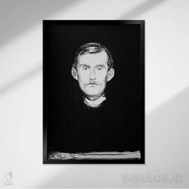 تابلو خودنگاره، ۱۸۹۵ اثر ادوارد مونک (نقاش نروژی) - نمای قابدار مشکی