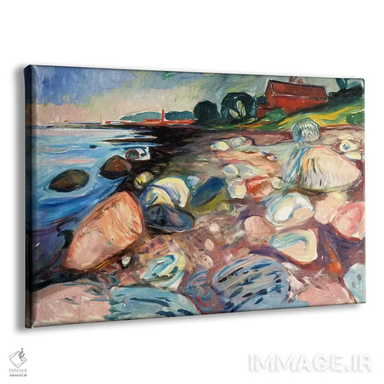تابلو ساحل با خانهٔ قرمز، ۱۹۰۴ اثر ادوارد مونک (نقاش نروژی) - نمای پرسپکتیو محصول