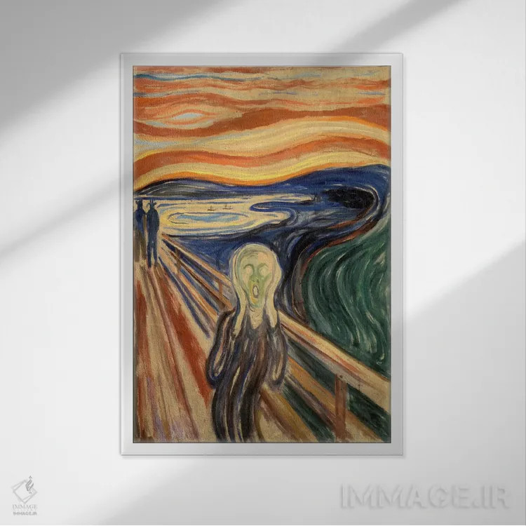 تابلو فریاد، ۱۹۱۰ اثر ادوارد مونک (نقاش نروژی) - نمای قابدار سفید