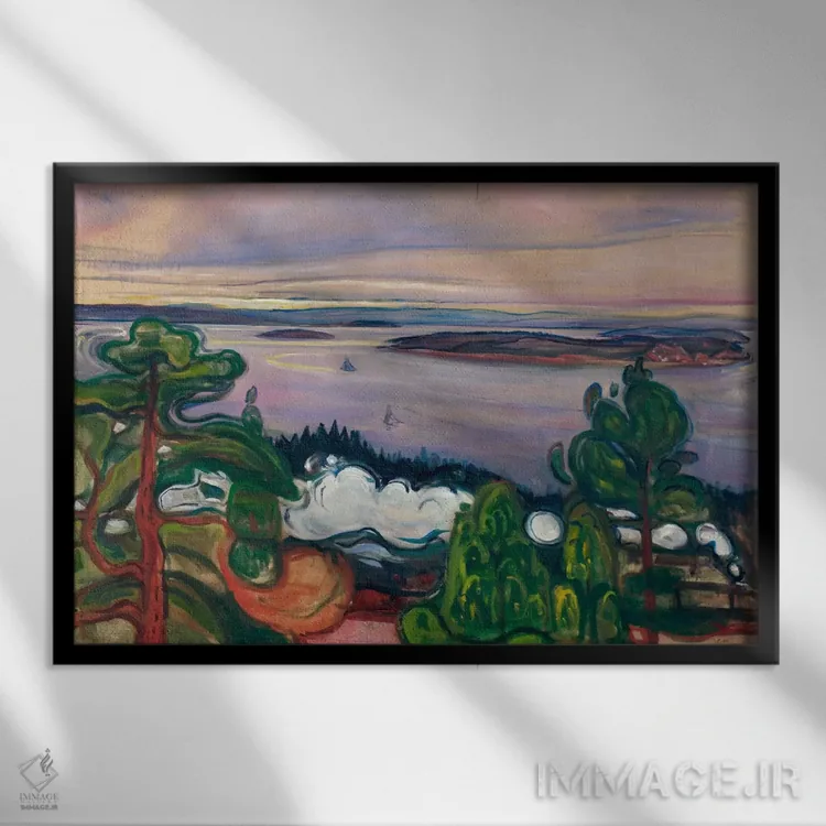 تابلو دود قطار، ۱۹۰۰ اثر ادوارد مونک (نقاش نروژی) - نمای قابدار مشکی