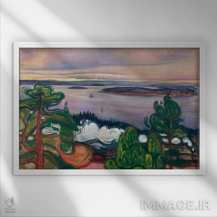 تابلو دود قطار، ۱۹۰۰ اثر ادوارد مونک (نقاش نروژی) - نمای قابدار سفید