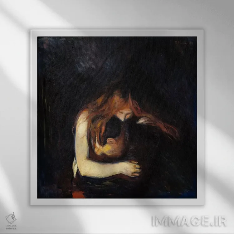 تابلو خونآشام (عشق و رنج)، ۱۸۹۴ اثر ادوارد مونک (نقاش نروژی) - نمای قابدار سفید
