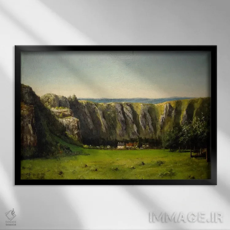 تابلو صخرهٔ ده ساعته، ۱۸۵۵ اثر گوستاو کوربه - نمای قابدار مشکی