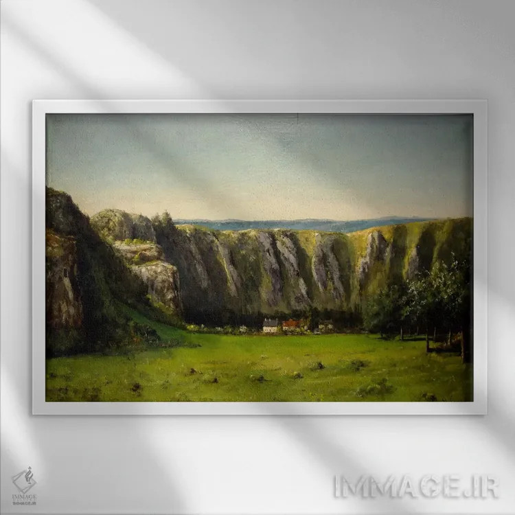 تابلو صخرهٔ ده ساعته، ۱۸۵۵ اثر گوستاو کوربه - نمای قابدار سفید