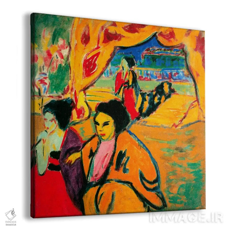 تابلو تئاتر ژاپنی، ۱۹۰۹ اثر ارنست لودویگ کیرشنر (نقاش اکسپرسیونیست آلمانی) - نمای پرسپکتیو محصول