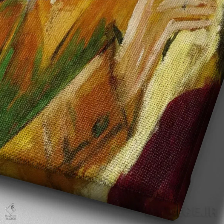 تابلو پرترهٔ اسکار اشلمر اثر ارنست لودویگ کیرشنر (نقاش اکسپرسیونیست آلمانی) - نمای نزدیک بافت بوم